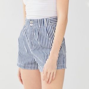 Urban Outfitters BDG Calvin Denim Blue White Striped High Waist Shorts 26 2 4